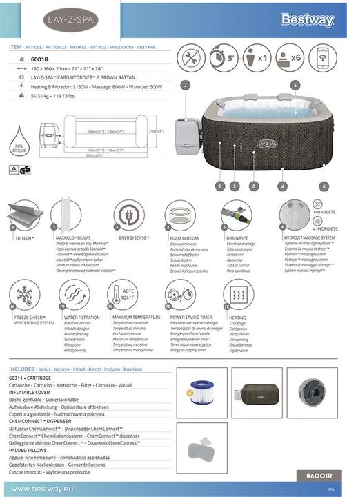 Produktbild Bestway Lay-Z-Spa Cabo MaxHold EnergySense Smart (6 Pers.)