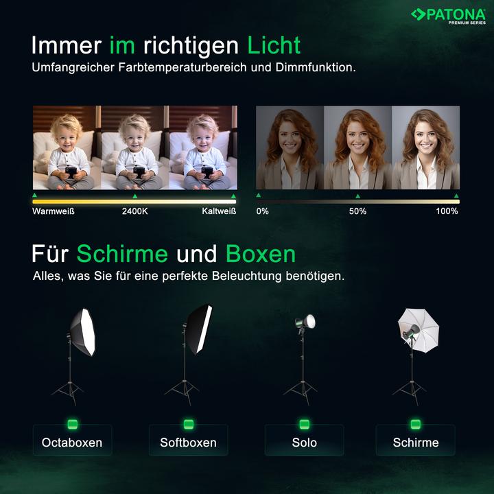 Actual product image Patona Premium LED professionelles Fotolicht Videolicht LED 120W COB ML-1200 inkl. Tragetasche (Video light)