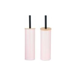 Berilo, Toilettenbürste, Metall Toilettenbürstenhalter Bambusdeckel rosa