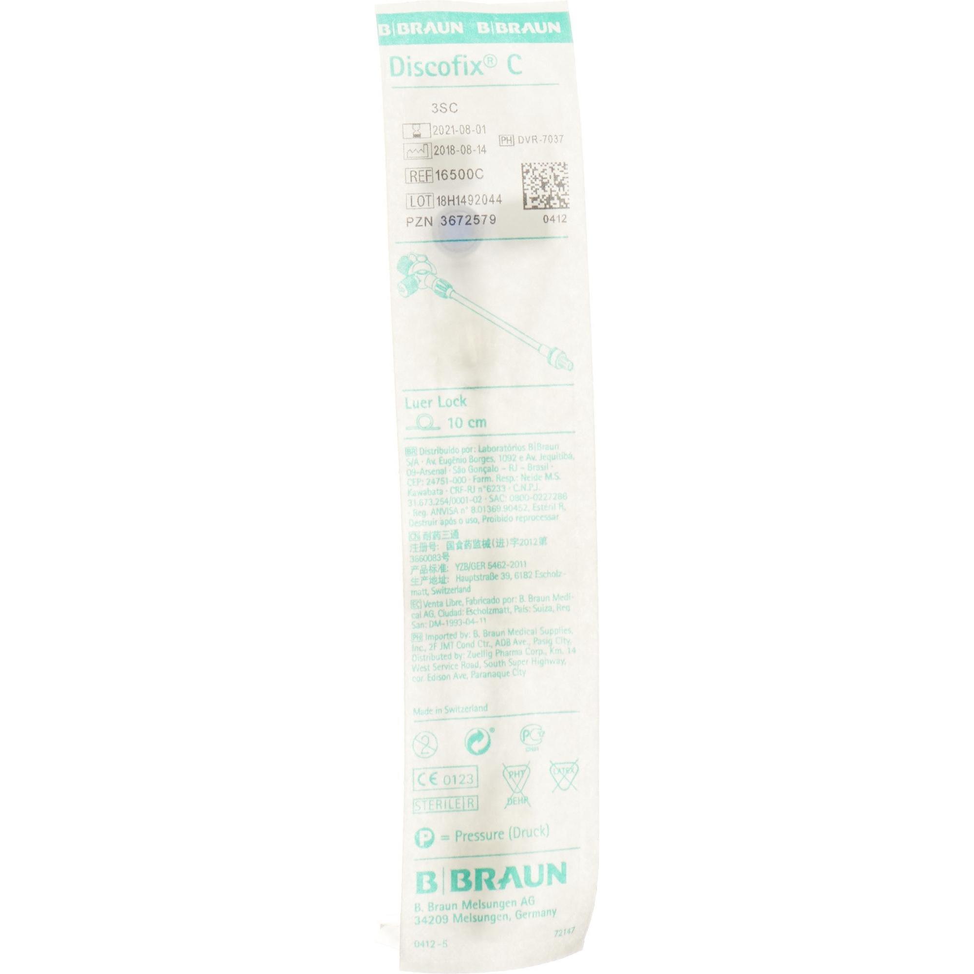 B.Braun, Praxisbedarf, Discofix C 3 blau mit Schlauch 10cm