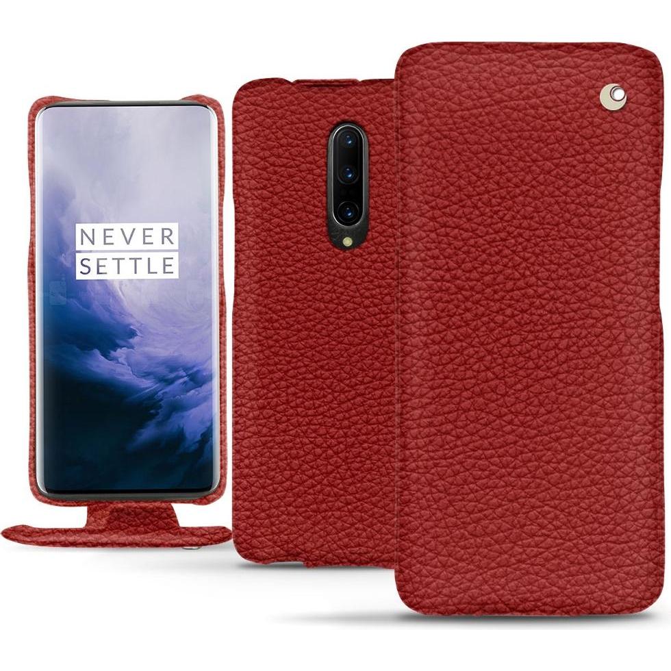 Noreve Lederschutzhülle vertikal (OnePlus 7 Pro), Smartphone Hülle, Rot