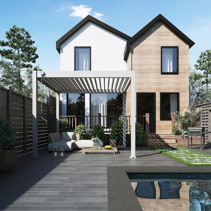 Produktbild Weide Pergola Classic 3x3.6m mit Lamellendach Sand (300 cm, 360 cm)