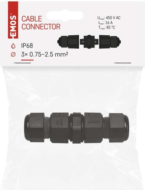 Actual product image Emos IP68 connector plug