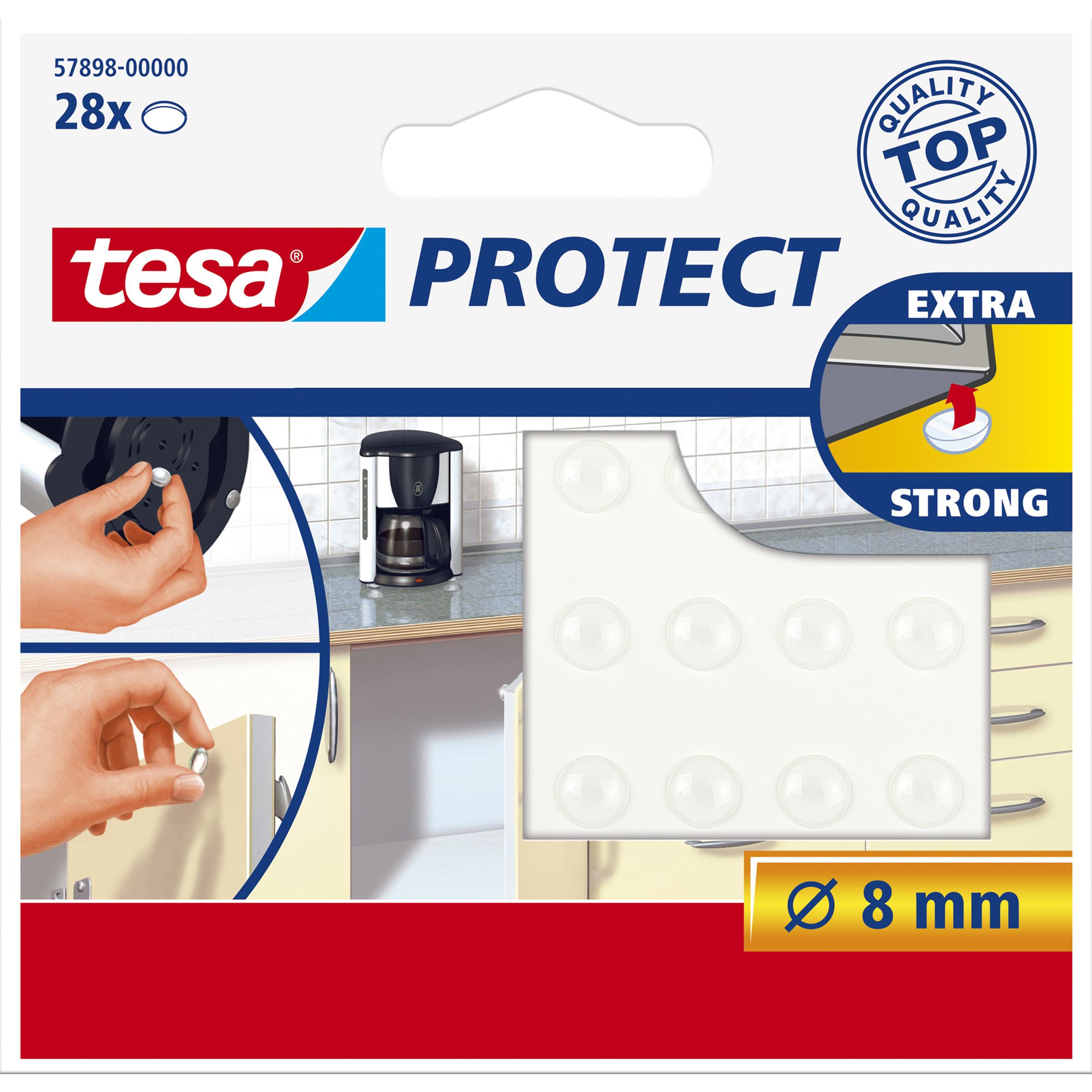 tesa, Möbelgleiter + Schutzpuffer, PROTECT Lärmstopper (Anschlagdämpfer, Universalgleiter, 28 Stück)
