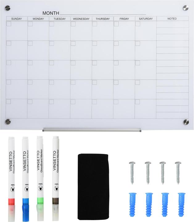 Image du produit Vinsetto Tableau calendrier avec gomme et 4 marqueurs (90 x 60 x 0.2)