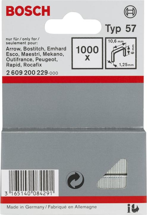 Produktbild Bosch Professional Zubehör Flachdrahtklammer Typ 57, 10,6 x 1,25 x 6 mm