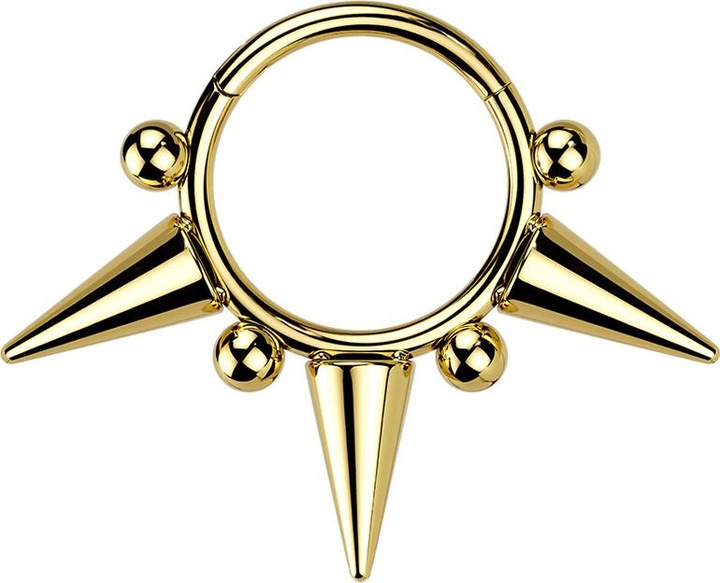 Produktbild Star Piercing Micro Segmentring klappbar vergoldet Cone und Kugeln (ohne Messing, Chirurgenstahl 316L)