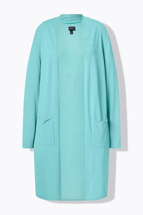 Produktbild Ulla Popken Long-Strickjacke, Stehkragen, offene Form (58)