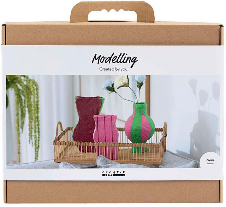 Creativ Company Maxi Craft Kit Modelling - Papier-mâché pulp vases - assorted colours (977837)