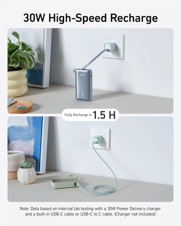 Image du produit Anker 545 Nano Power Bank 10000mAh PD 30W vert (10000 mAh, 30 W, 30 Wh)