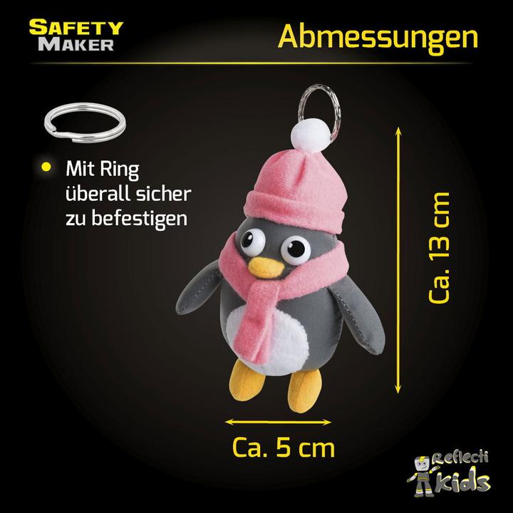 Actual product image SafetyMaker Soft pendant Pingu reflective