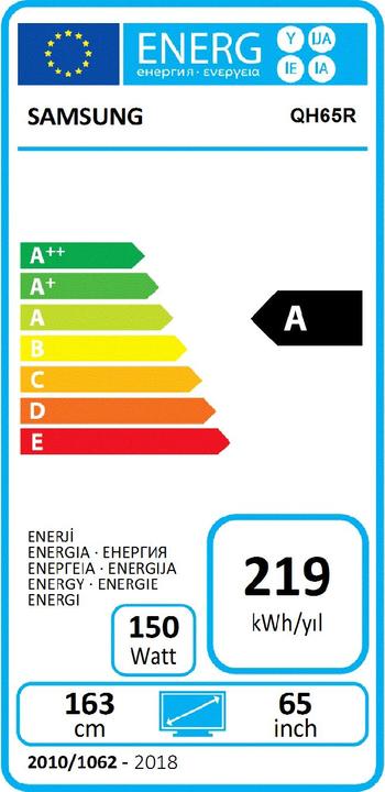 Energie-Label Samsung QH65R (3840 x 2160 Pixel, 65")