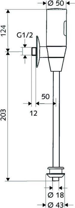 Produktbild Schell Infrarot-Urinalspülarmatur 9 V Batteriebetrieb, chrom 1/2Zoll