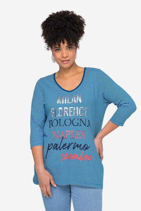 Produktbild Miamoda Ringelshirt, Statement, V-Ausschnitt, 3/4-Ärmel (50)
