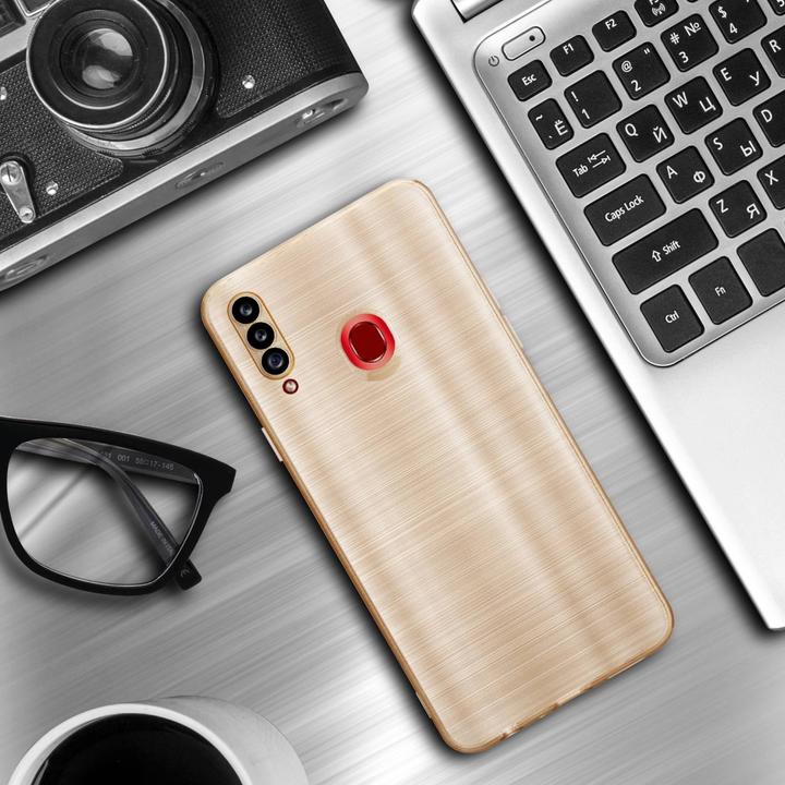 Actual product image Cadorabo Case for Samsung Galaxy A20s in TPU Brushed Camera Protector LM160 Style (Samsung Galaxy A20s)