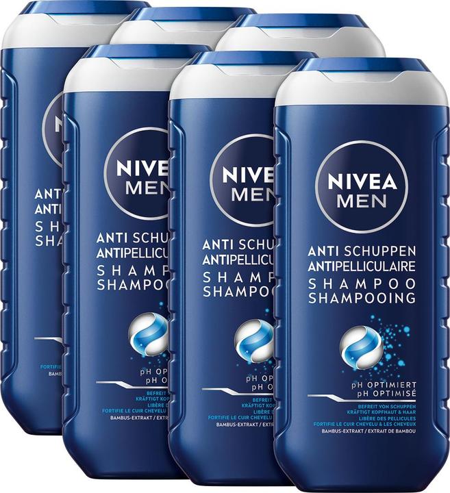 Produktbild NIVEA MEN Multipack Anti-Schuppen pH-Optimal Shampoo (6 Stück) (Flüssiges Shampoo)