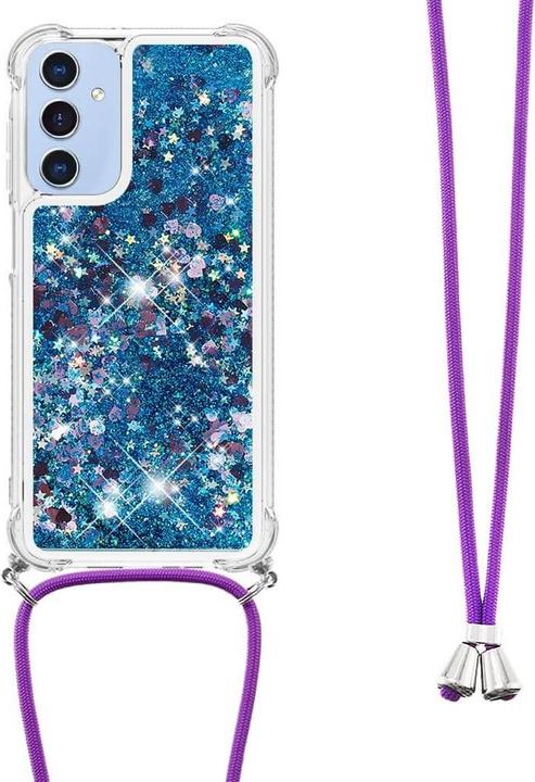 Immagine prodotto Cover-Discount Galaxy A15 - Cover glitterata con cordino blu (Samsung Galaxy A15)