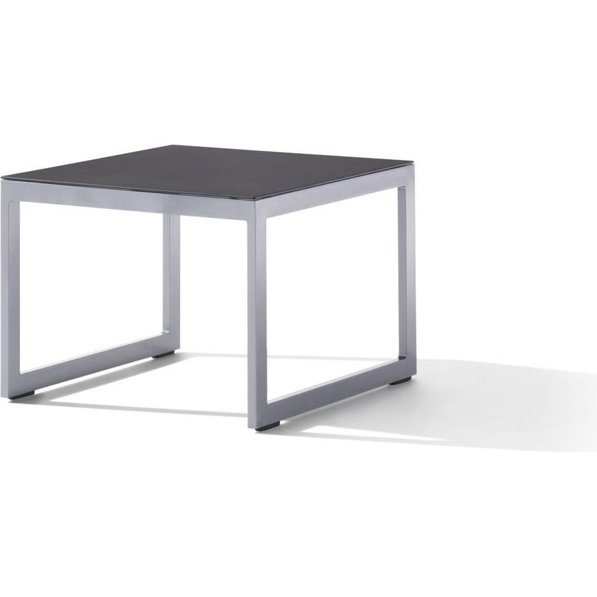 Sieger, Gartenbeistelltisch + Gartenservierwagen, Loungetisch mit Glasplatte 60x60x44 cm