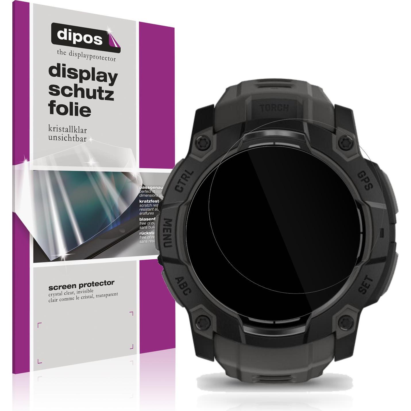 Dipos Schutzfolie Klar für Garmin Instinct 3 50mm, Smartwatch Schutzfolie, Transparent