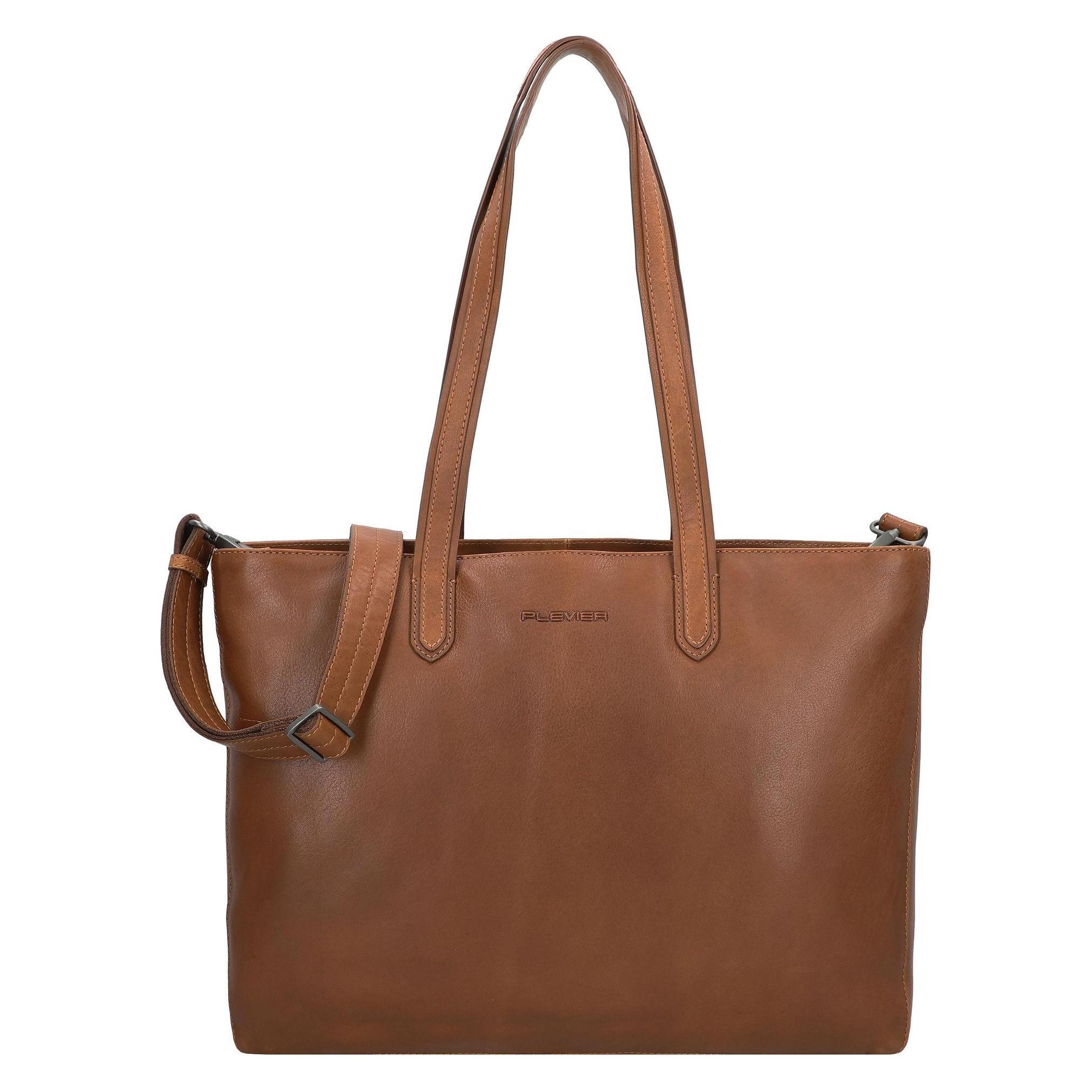 Plevier, Damen, Tasche, Power Shopper Tasche Leder 31 Cm Laptopfach, Braun, (13 l)