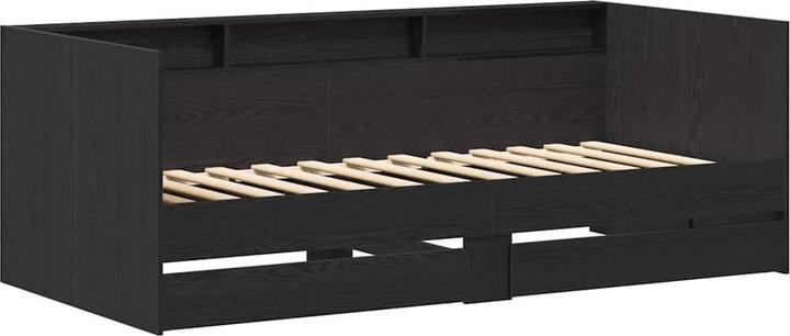 Actual product image vidaXL Daybed With Drawers In Concrete Grey 90X200 Cm Engineered Wood Black Oak (90 x 200 cm)