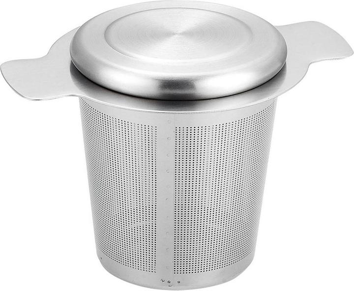 Produktbild King 2er-Set Hochwertiges Teesieb Edelstahl mit Deckel – Teefilter mit Abtropfschale