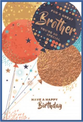 Actual product image Simon Elvin For A Great Brother Happy Birthday Greetings Card (Pack of 6) (6 pcs.)
