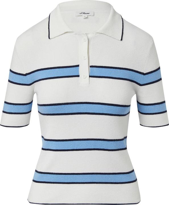 Produktbild s.Oliver Strickpullover Verkürztes Strick-Polo im Slim Fit (40)