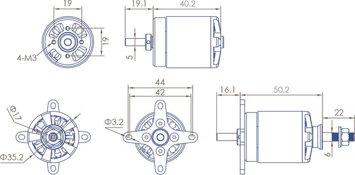 Actual product image Planet-Hobby joker 3542-4,5 v3 1120 kv brushless motor