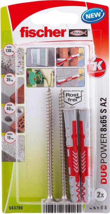 Fischer DuoPower 8x65 S A2 K (2) (2 Stk.)