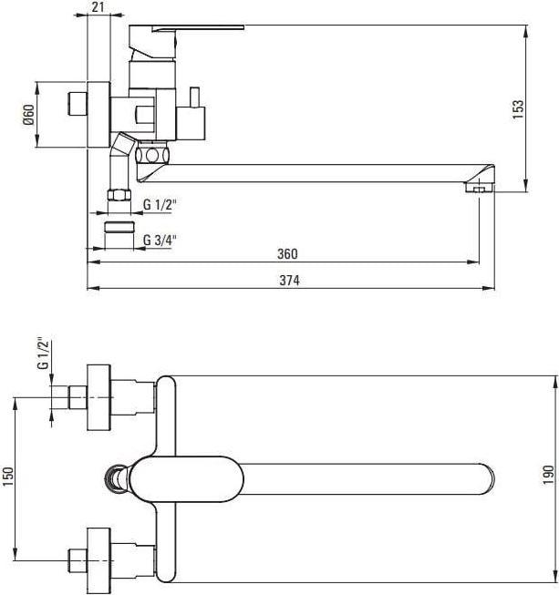 Productafbeelding Deante ALPINIA WAND-M BAD BGA 056M CH