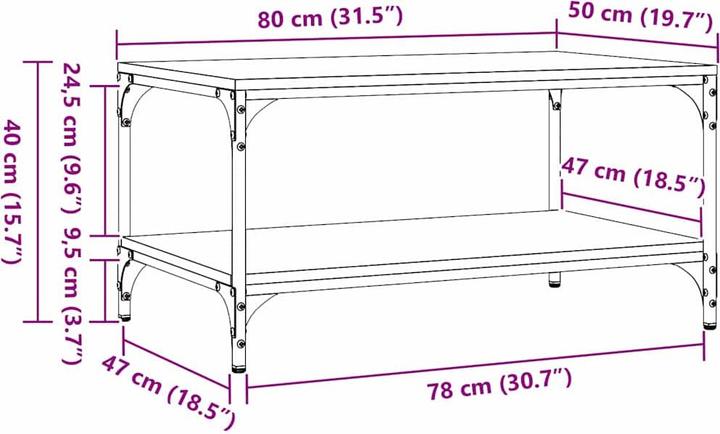 Image du produit vidaXL Couchtisch (80 x 50 x 40 cm)