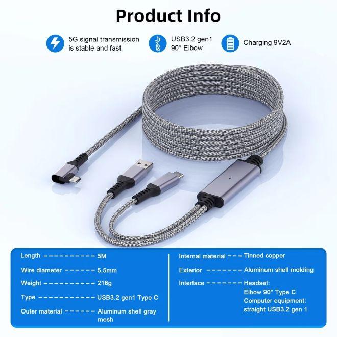 Actual product image AMVR Meta Quest 3 / 3S VR Link Kabel mit USB Typ-C Ladeanschluss
