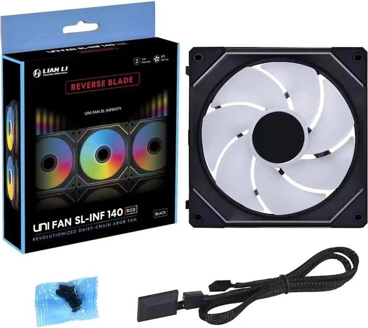 Productafbeelding Lian-Li UNI FAN SL-INF Wireless Lüfter, ARGB, PWM - Reverse Blade, 140mm, schwarz (140 mm, 1x)