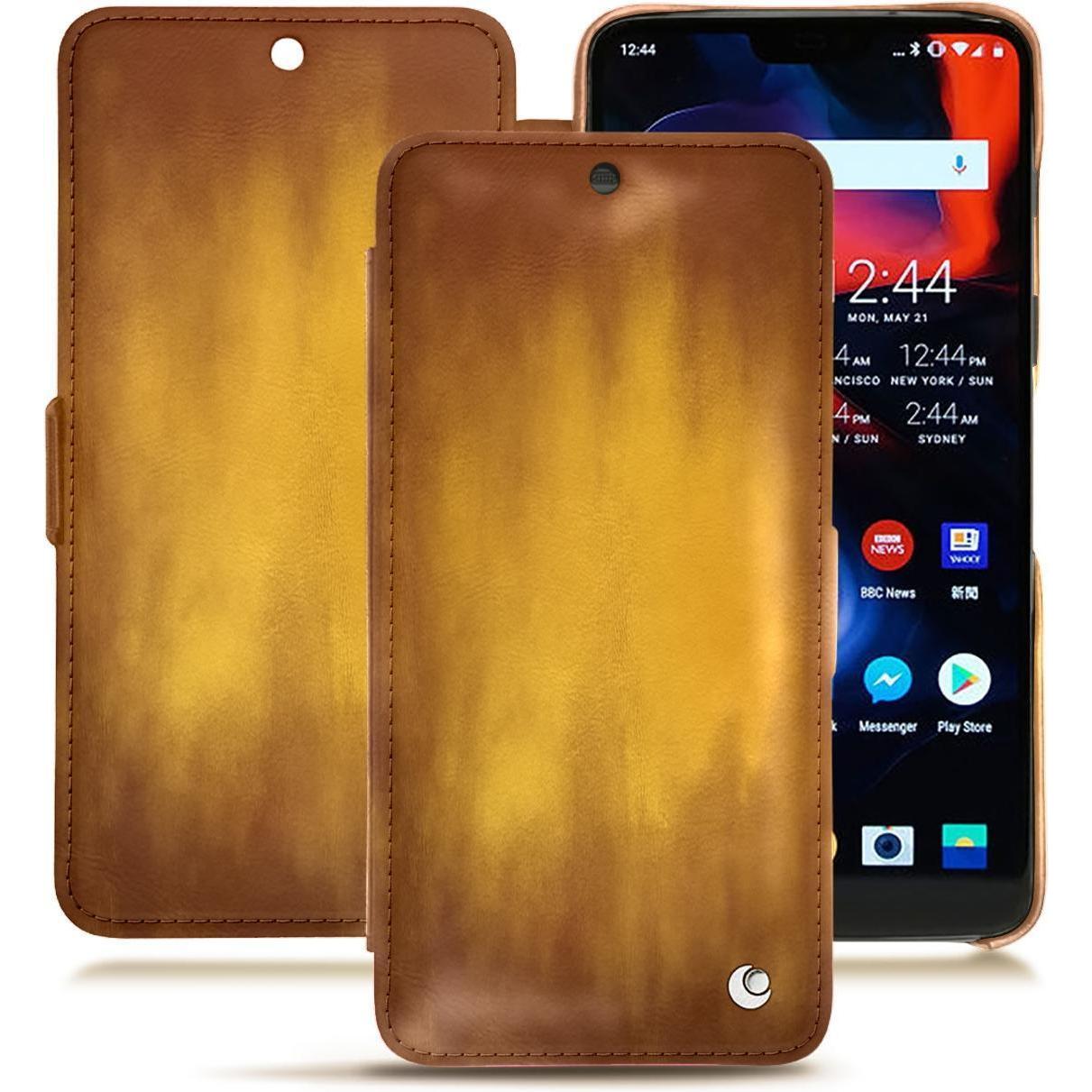 Noreve Lederschutzhülle horizontal (OnePlus 6), Smartphone Hülle, Gold