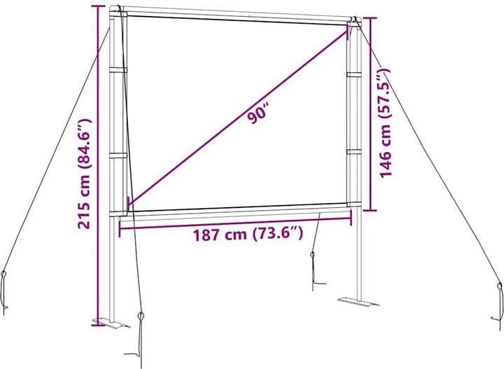 Actual product image vidaXL Projector screen with stand 90 inch 4:3 projection screen Screen (90", 4:3)