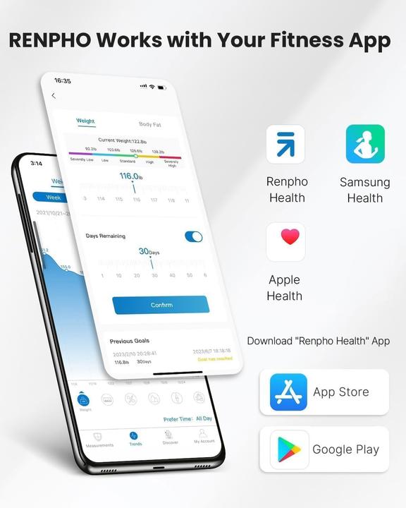 Image du produit Renpho Échelle corporelle Elis Smart Blueooth, noire (180 kg)