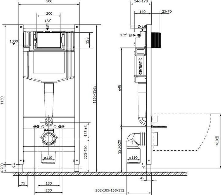 Produktbild Cersanit WC SET S701-774 WITH FRAME +CHROM BUTTON