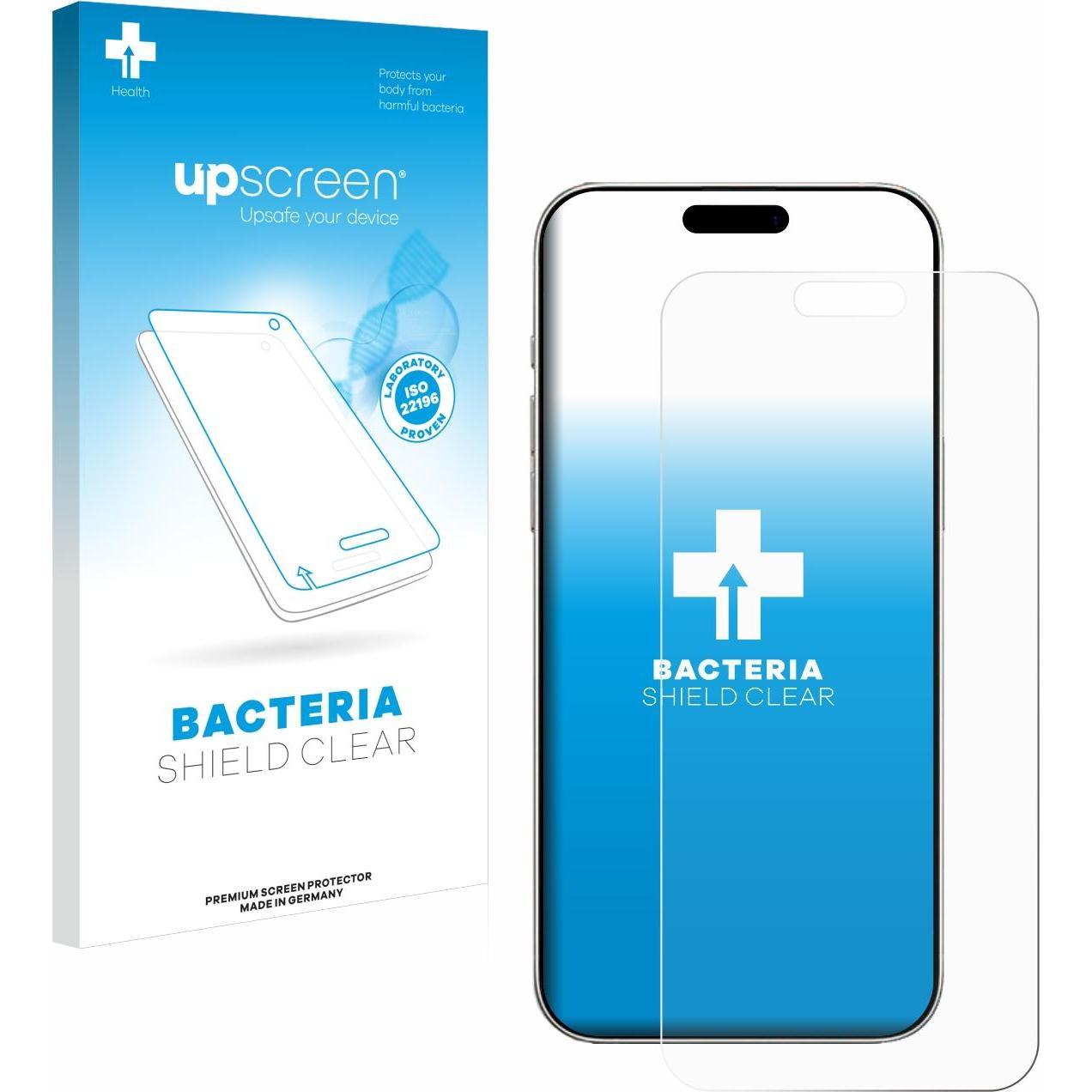upscreen Schutzfolie Displayschutz Displayschutzfolie Folie Klar antibakteriell (1 Stück, Apple iPhone 16 Pro Max), Smar...