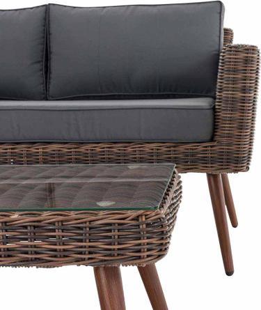 Produktbild Swisshandel24 Loungeset Kiruna Rundrattan Braun-meliert 45 cm (Dunkelbraun), eisengrau
