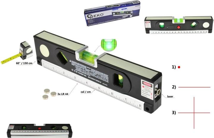 Actual product image GEKO Laser spirit level 1.5m, illuminated