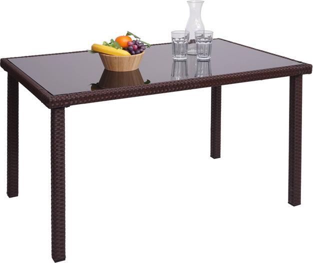 Immagine prodotto Swisshandel24 Tavolo in Poly Rattan, Tavolo da giardino per balcone, 120x75cm - marrone (120 cm)