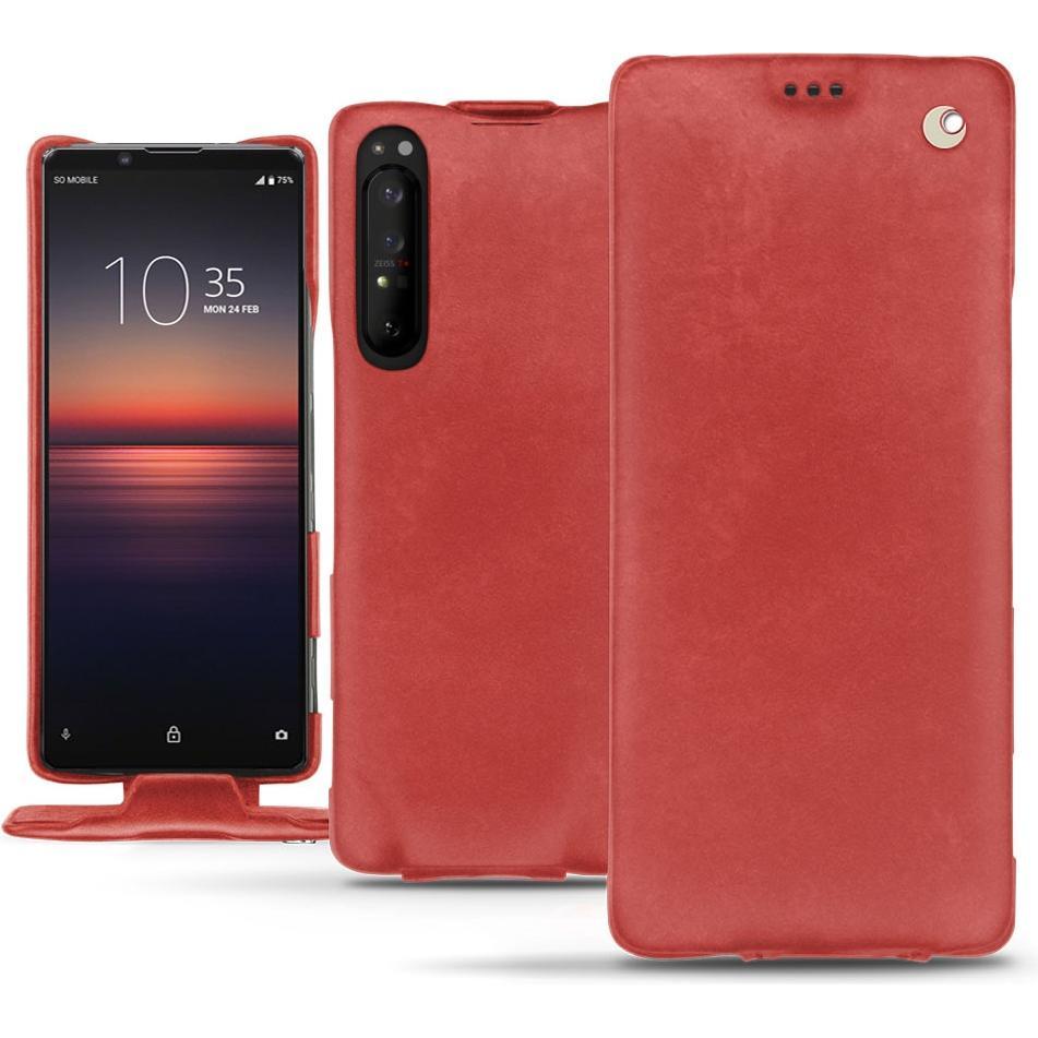 Noreve Lederschutzhülle vertikal (Sony Xperia 1 II), Smartphone Hülle, Rot