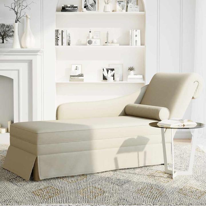 Actual product image vidaXL Chaise longue with bolster and right armrest cream velvet
