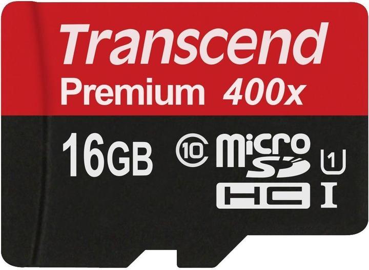 Actual product image Transcend Premium 400x (16 GB, microSDHC, U1, UHS-I)