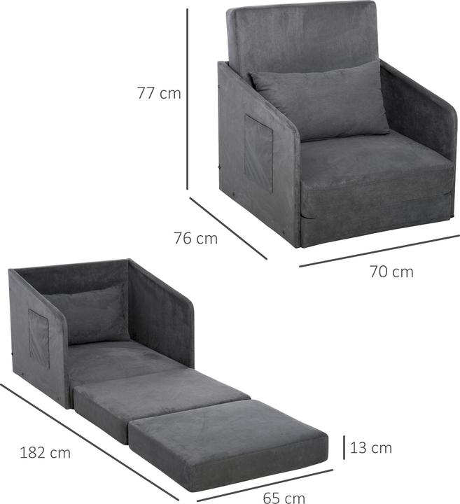 Image du produit Homcom Fauteuil-lit pliable