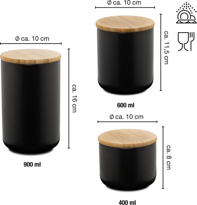 Actual product image Moritz & Moritz Storage Jar Set Black 400-900 ml (0.90 l)