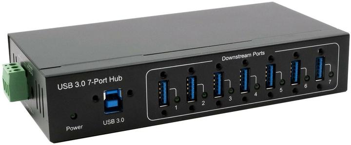 Actual product image Exsys 7 Port USB 3.2 Gen 1 Metal HUB, with3.2 Gen 1 USB cable screwable, DIN Rail- (USB-B, 7 ports)