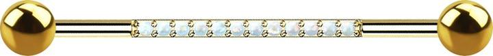 Actual product image Star Piercing Barbell rosegold mit zwei Kugeln zwölf Opale weiss (without brass, Titanium)