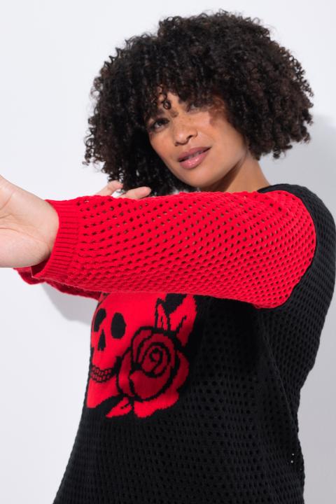 Image du produit Angel of Style Pull en maille ajourée, motif tête de mort, coupe Relaxed Fit (50, 52)